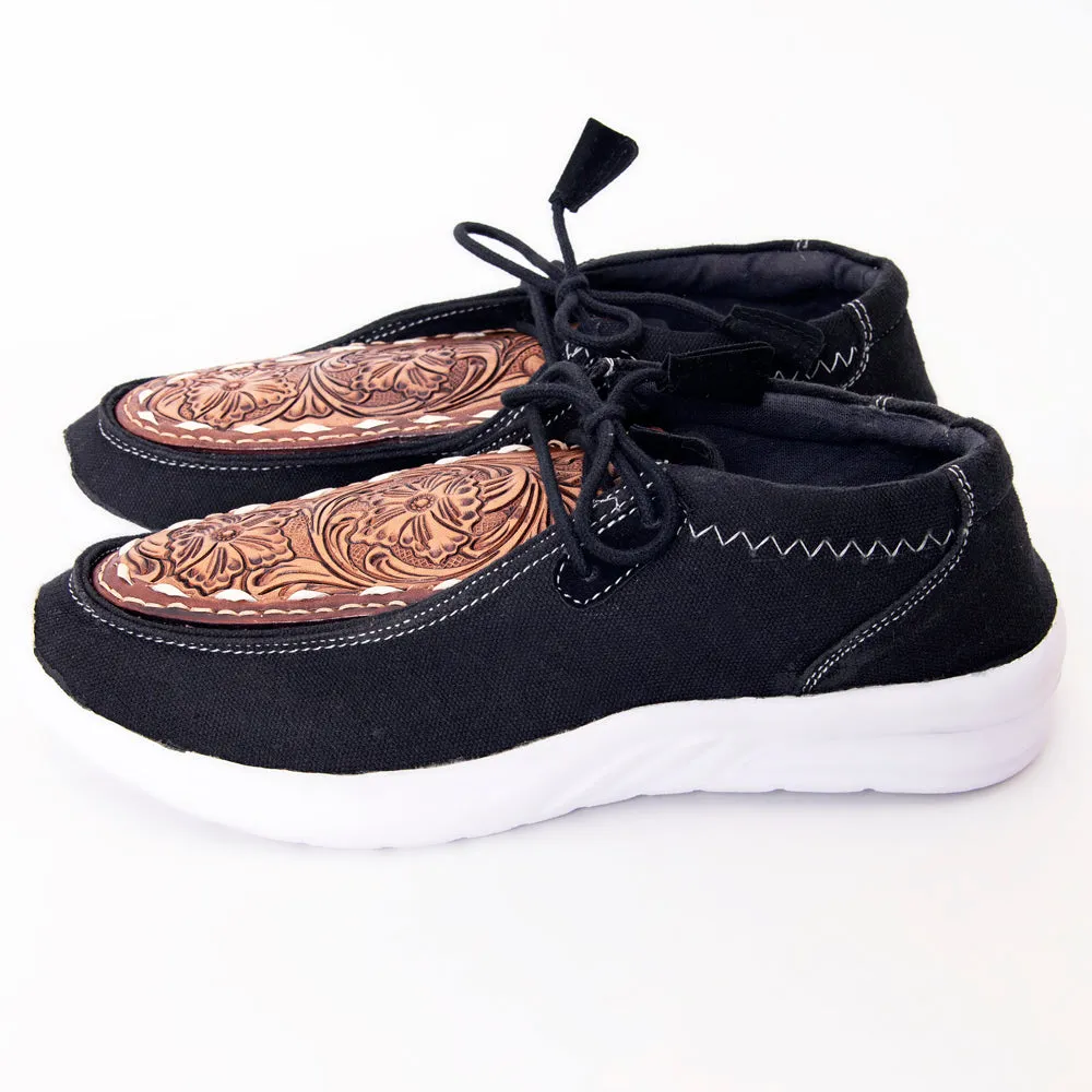 American Darling ADFT135 Hand tooled carved genuine leather trim lightweight shoe footwear slip on